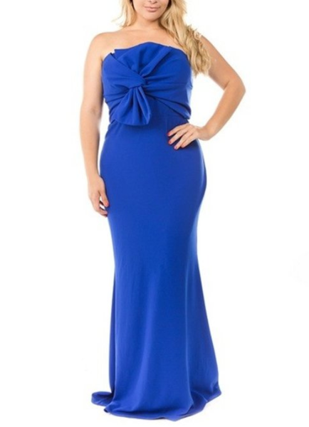 Knot Front Strapless Gown